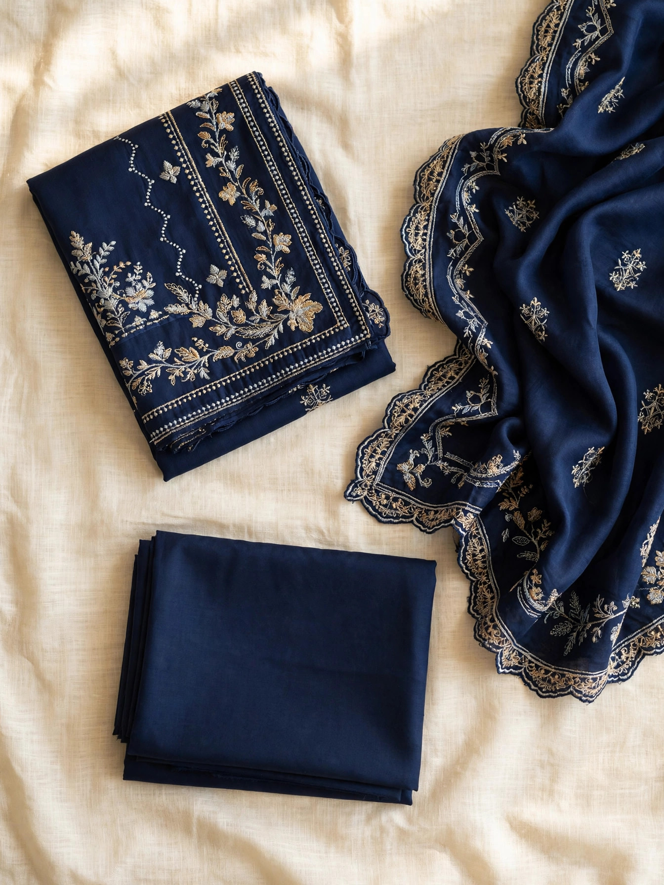 EMBROIDERED SILK 3 PCS (UNSTITCHED)